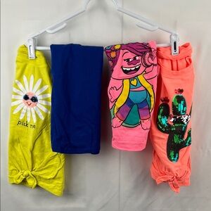 Girl’s Tshirts - 4 Pack - Size 6 - sequin Cactus, Yellow flower, blue, Trolls